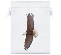 20cm 'Flying Bald Eagle' Satin Drawstring Bag/Pouch (SB00118127)