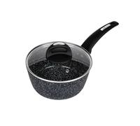20cm Forged Non-Stick Saucepan with Glass Lid - Speckled Marble Effect, PFAO/PFAS-Free, Induction Compatible, Dishwasher Safe