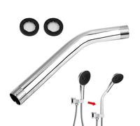 20cm Forward Curved G1/2" Shower Head Extension Arm, Universal Stainless Steel Pipe Connector for Handheld Shower Head or Hose Chrome Finish with Washers and Filter Screens