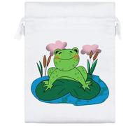 20cm 'Frog On A Lily Pad' Satin Drawstring Bag/Pouch (SB00115135)