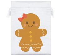 20cm 'Gingerbread Woman' Satin Drawstring Bag/Pouch (SB00124163)