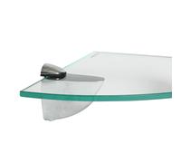 Harbour Housewares 3X Floating Glass Corner Shelves - 20Cm - Silver Brackets - Bathroom Shower Storage Vanity Display Unit Shelf