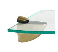 Harbour Housewares Floating Glass Corner Shelf - 20Cm - Gold Brackets - Bathroom Shower Storage Vanity Display Unit Shelf