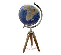 20cm Globe with stand on a tripod - Rotating Vintage World Globe, Educational Geographic Desktop Accessory
