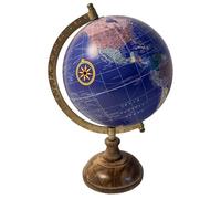 20cm Globe with Wooden Base & Metal Arc - Rotating Vintage World Globe, Educational Geographic Desktop Accessory