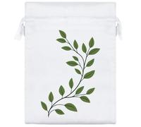 20cm 'Greek Green Leaf Branch' Satin Drawstring Bag/Pouch (SB00114991)