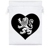 20cm 'Heraldic Lion Within Heart' Satin Drawstring Bag/Pouch (SB00117711)