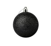 20cm Large Black Bauble PVC Shatterproof Glitter Finish Christmas Balls Ornament - Festive Xmas Tree Hanging Decorations, Round Ornament for Holiday Home Decor