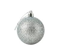 20cm Large Silver Bauble PVC Shatterproof Glitter Finish Christmas Balls Ornament - Festive Xmas Tree Hanging Decorations, Round Ornament for Holiday Home Decor