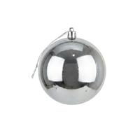 20cm Large Silver Bauble PVC Shatterproof Glossy Finish Christmas Balls Ornament - Festive Xmas Tree Hanging Decorations, Round Ornament for Holiday Home Decor