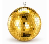 20cm Mirror Disco Ball, Hanging Gold Glitter Ball, Disco Light Effect