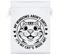 20cm 'My Windows Aren't Dirty It's My Cats Nose Art' Satin Drawstring Bag/Pouch (SB00123547)