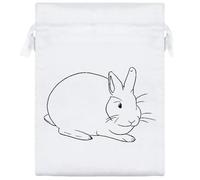 20cm 'Peace Bunny - Minimalist Rabbit Art' Satin Drawstring Bag/Pouch (SB00119787)