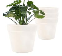 20CM Plant Pots Garden Versatile Planters: Set of 4 Self Watering Planter Indoor Thicken Plant Container Gardening Pot (White)