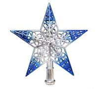 20cm Plastic Hollow Christmas Tree Top Star Spiral Base Festive Decor | Made of plastic with electroplated finish Hollow star shape adds charm Spiral base attaches easily to any tree