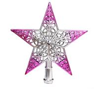 20cm Plastic Hollow Christmas Tree Top Star Spiral Base Festive Decor | Made of plastic with electroplated finish Hollow star shape adds charm Spiral base attaches easily to any tree