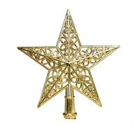 20cm Plastic Hollow Christmas Tree Top Star Spiral Base Festive Decor | Made of plastic with electroplated finish Hollow star shape adds charm Spiral base attaches easily to any tree