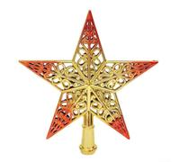 20cm Plastic Hollow Christmas Tree Top Star Spiral Base Festive Decor | Made of plastic with electroplated finish Hollow star shape adds charm Spiral base attaches easily to any tree
