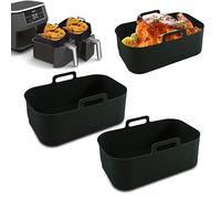 20cm Rectangle Air Fryer Liner - 2 Pack for Ninja Dual AF300UK, Reusable Non-Stick Silicone, Dishwasher Safe, Heat Resistant, Thicker for Even Heat Distribution