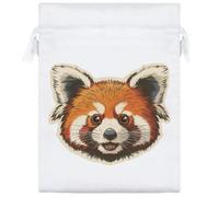 20cm 'Red Panda Portrait' Satin Drawstring Bag/Pouch (SB00117107)