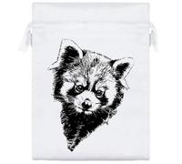 20cm 'Red Panda Portrait' Satin Drawstring Bag/Pouch (SB00119363)