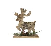 20cm Reindeer Shape Birch Bark Wooden Christmas Tree Free Standing for Tabletops, Mantelpieces or Windowsills Xmas Home Decorations
