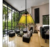 20Cm Retro Art Stained Glass Pendant Hanging Light, Vintage Mini Ceiling Lighting Fixtures, 1-Light,Stained Glass Chandeliers for y Bedroom Living Room Dining Room [Energy Class A ++],17