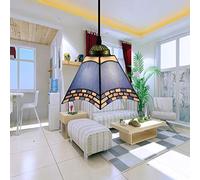 20Cm Retro Art Stained Glass Pendant Hanging Light, Vintage Mini Ceiling Lighting Fixtures, 1-Light,Stained Glass Chandeliers for y Bedroom Living Room Dining Room [Energy Class A ++],15