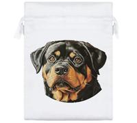 20cm 'Rottweiler Dog Portrait' Satin Drawstring Bag/Pouch (SB00119487)