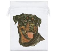 20cm 'Rottweiler Dog Portrait' Satin Drawstring Bag/Pouch (SB00123691)