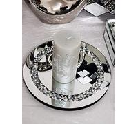 20cm Round Diamante Mirrored Crystal Candle Plate- an Elegant Addition to Your Home- Best Gift