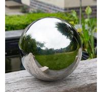 20cm Silver Stainless Steel Gazing Ball Garden Ornament Marco Paul Silver One Size