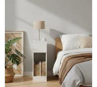 20Cm Slim Bedside Table, White Narrow Nightstand With Drawer & Shelf, Side Table