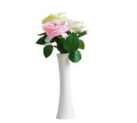 20cm Small Ceramic Vase Narrow Neck Decorative Floral Vase Tapered Vase for Home Wedding Table Bedroom Living Room Desk (White)