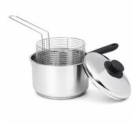 20cm Stainless Steel Deep Fryer Set - 3-Piece Induction Chip Pan with Basket & Lid | Home & Professional Cooking
