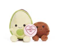 Posh Paws 38029 20cm Swizzels Love Hearts “You Complete Me” Avocado and Stone Plush Soft Toy Pair, Green