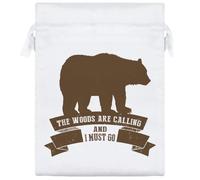 20cm 'The Woods Are Calling' Satin Drawstring Bag/Pouch (SB00116407)
