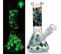 20cm Thick Glass Bong with Ice Catcher - 14.4mm Bowl & 11cm Downstem, Portable Blue Water Pipe for Smooth Smoking | Handmade Durable Dab Rig, Hookah, Shisha Pipe Alternative