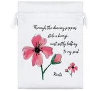 20cm 'Through The Dancing Poppies Stole A Breeze' Satin Drawstring Bag/Pouch (SB00119179)