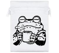 20cm 'Toad with Coffee' Satin Drawstring Bag/Pouch (SB00119375)