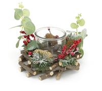 20cm Traditional Christmas Tealight Candle Holder | Christmas Wreath Candle Holder | Christmas Candle Centerpiece