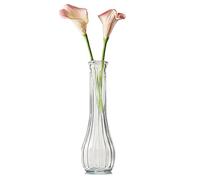 20CM Transparent Glass Vase Hand Made Single Stem Vases Narrow Neck Vertical Striped Decorative Glass Bottles for Flowers Centerpieces Wedding Party Home Office Decor