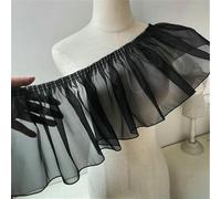 20CM Wide Black Tulle Organza Pleated Lace Fabric Embroidery Fringe Ribbon Trim Curtains Tassel Dress Hemline DIY Sewing Decor-Default