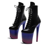 20cm Women's Stiletto Heels Leather Lace-up High Top Zipper Closure Platform Pole Fitness Pole Dance Boots Summer Party Evening Pump Prom Heeled Shoes Dance Salon Moderne Jazz Latin(6)