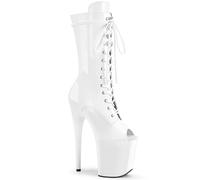 20cm Women's Stiletto Heels Open Toe Patent Leather Lace-up High Top Platform Pole Fitness Pole Dance Boots Summer Party Evening Pump Prom Heeled Shoes Dance Salon Moderne Jazz Latin(White,4.5)