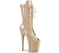 20cm Women's Stiletto Heels Open Toe Patent Leather Lace-up High Top Platform Pole Fitness Pole Dance Boots Summer Party Evening Pump Prom Heeled Shoes Dance Salon Moderne Jazz Latin(Apricot,10)