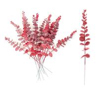 20er Pack Artificial Eucalyptus Stems Fake Flowers for Home Office Flowers Bouquet Centerpiece Wedding Decoration Christmas Decor (red)