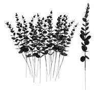 20er Pack Artificial Eucalyptus Stems Fake Flowers for Home Office Flowers Bouquet Centerpiece Wedding Decoration Christmas Decor (Black)