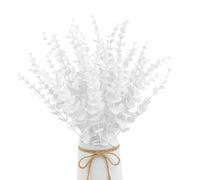 20er Pack Artificial Eucalyptus Stems Fake Flowers for Home Office Flowers Bouquet Centerpiece Wedding Decoration Christmas Decor (White)