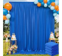 20ft×10ft Wrinkle Free Royal Blue Backdrop Curtain for Parties, 4 Panels 5×10ft Soft Silky Polyester Blue Photo Backdrop Drapes for Boss Baby Birthday Party Wedding Photography Background Cloth